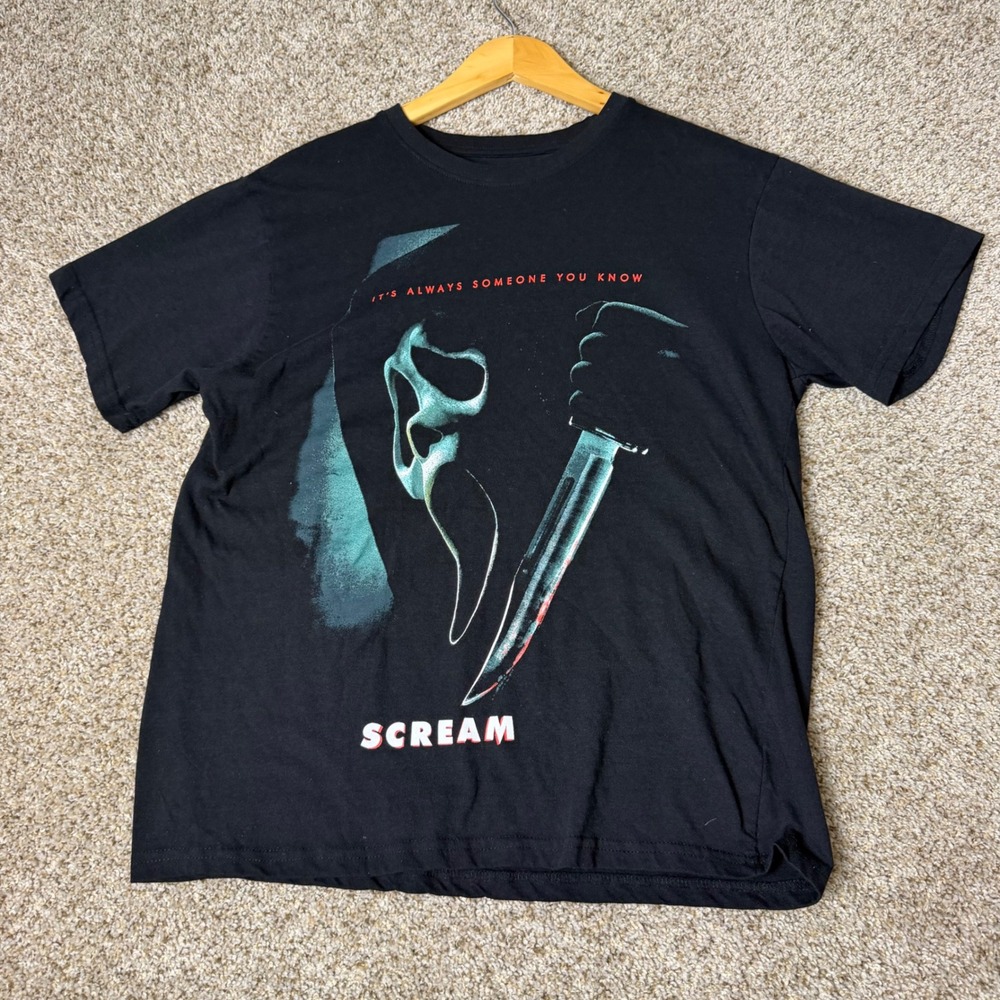 Scream Ghostface Graphic T-Shirt Black Horror Movie Tee Large 2024 Par Pics